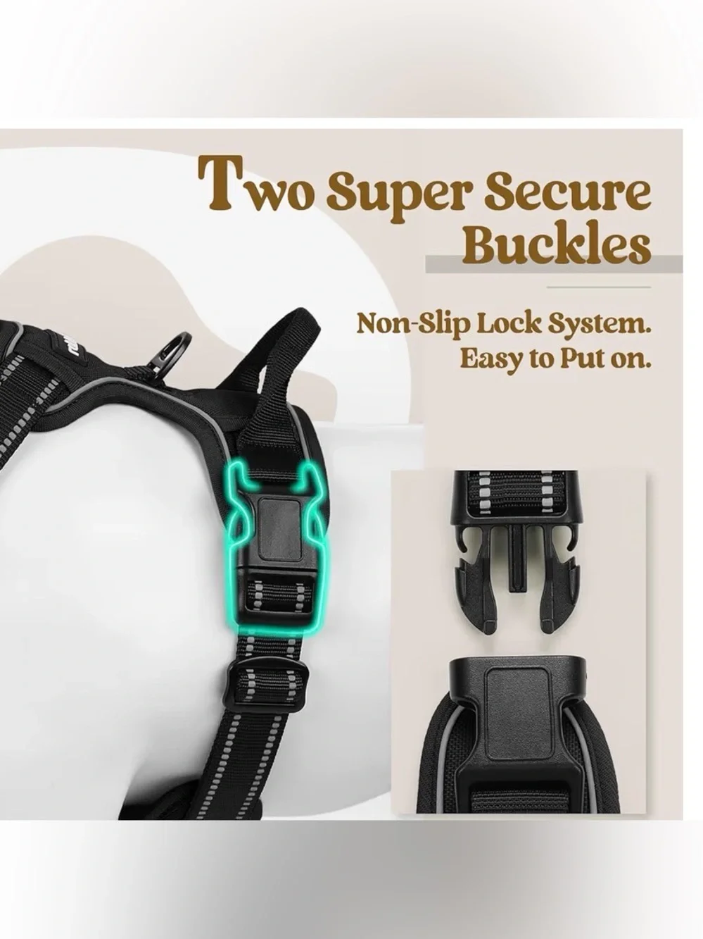 Dog Harness with 2 Leash Clips No-Pull Reflective Vest Size - Open Box - Large - Picture 4 of 9